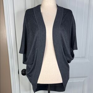 LOFT Sweater Womens M/L Charcoal Gray Open Front Batwing Shrug